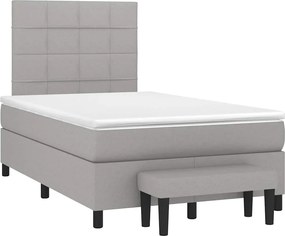 vidaXL Pat box spring cu saltea, gri deschis, 120x190 cm, textil