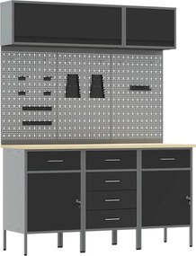 vidaXL Set de dulapuri de lucru cu sertar cu depozitare 8 pcs Negru