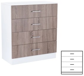 Comodă Miami cu 4 sertare 80x92 cm stejar York-alb