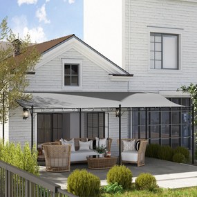 Outsunny Pergolă de perete 3x6 m cu acoperiș înclinat, orificii de drenaj și structură metalică, gri închis | Aosom Romania