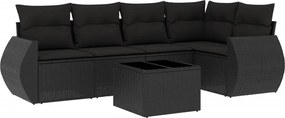 vidaXL Set mobilier de grădină cu perne, 6 piese, negru, poliratan
