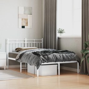 373738 vidaXL Cadru de pat metalic cu tăblie, alb, 120x200 cm
