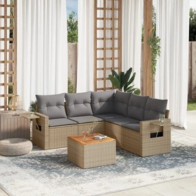 vidaXL Set canapele de grădină cu perne, 6 piese, bej, poliratan