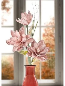 Floare artificiala roz din plastic si metal, ø 30 x H90 cm, Magnolia Mauro Ferreti