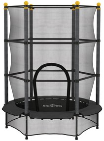 HOMCOM Trambulină Elastică pentru Copii 3-10 Ani cu Plasă de Siguranță și Țevi Capitonate, Ø140 x 190 cm, Negru | Aosom Romania