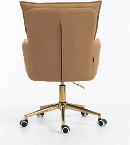 HR250K Scaun Piele Ecologică Premium Soft Culoare Caramel Bază Aurie