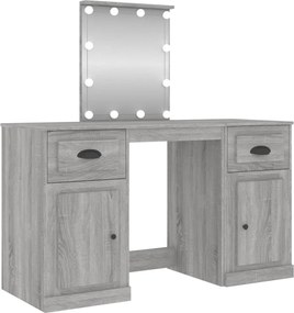 vidaXL Masă de toaletă cu LED, sonoma gri, 130x50x132,5 cm