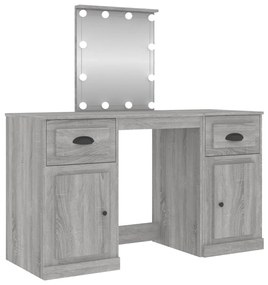 3185349 vidaXL Masă de toaletă cu LED, sonoma gri, 130x50x132,5 cm