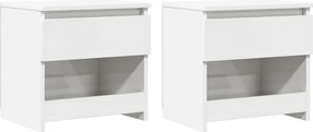 vidaXL Noptiere, 2 buc., alb extralucios, 40x30x39 cm, lemn prelucrat
