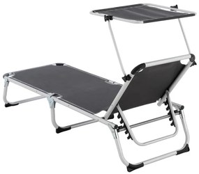 Șezlong de grădină, pliabil, baldachin, antracit 187 cm