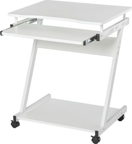 Masa cu roti HOMCOM, suport PC/laptop, 60x48x73cm alb | Aosom Romania