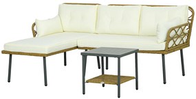 Outsunny Set de Mobilier de Terasa din 3 Piese cu Canapea Sofa