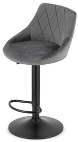 Scaun de bar gri KAST VELVET cu picior negru