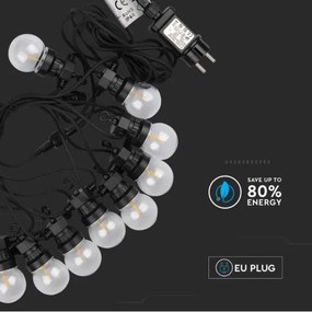 Lanț LED de exterior STRING 5m 10xLED/0,4W/24/230V 3000K IP44