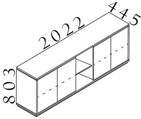 Dulap jos Creator 202,2 x 44,5 x 80,3 cm, alb / wenge