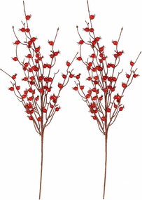 Set de ramuri artificiale Boabe roșii, 2 bucăți,70 cm