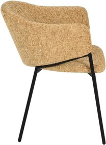 Set de 2 scaune aspect retro, Metal Negru, Chenille Galben, NOBLESSE A-47580 VC