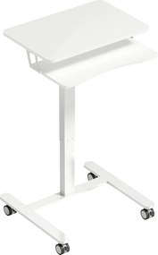HOMCOM Birou stand reglabil pe înălțime, birou sit-stand mobil cu suport pentru tastatură, roți și cadru din oțel, Alb | Aosom Romania