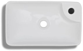 Chiuveta de baie din ceramica, cu orificiu pentru robinet, alb Alb