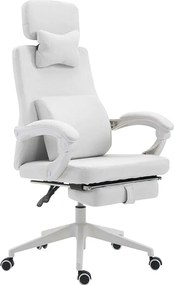 Scaun de birou rotativ cu tetiera si suport pentru picioare-alb