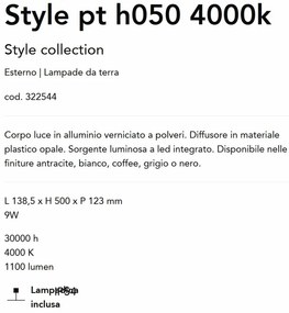 Stalp LED iluminat exterior Style pt h050 4000k gri