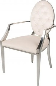 Scaun cu brate, tapiterie din catifea Modern Barock, bej / argintiu