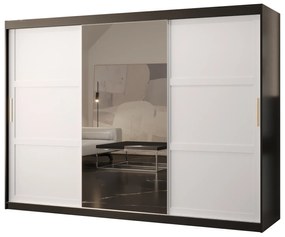 Dulap de haine Riven 2 250 (negru mat + alb mat) (cu oglindă). 1064187