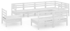 3082895 vidaXL Set mobilier de grădină, 8 piese, alb, lemn masiv de pin