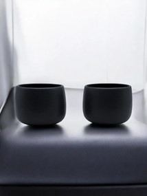 Set 2 Pahare Cafea NOVUM Vulcano Cappucino (Negru Carbon Mat 330ml) Flat White, Latte, Cappucino