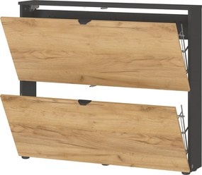 Pantofar gri antracit/în culoare naturală cu deschidere înclinată/suspendat cu aspect de lemn de stejar 100x85x19 cm Renell – Germania