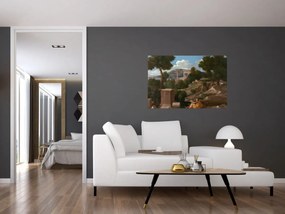 Tablou - Nicolas Poussin, Landscape with Saint John on Patmos, reproducere (90x60 cm)