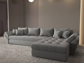 Colțar extensibil dumonde cu ladă de depozitare si sezut confortabil din spuma high-density, Loana XL Royal Gri II 335x185 cm