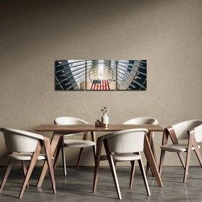 Tablou unei construcții cu steagul SUA (cu ceas) (90x30 cm)