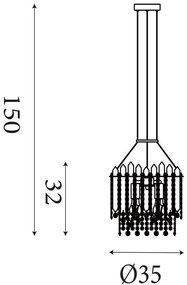 Lustra metal auriu, cristale din sticla Spear 5Lt