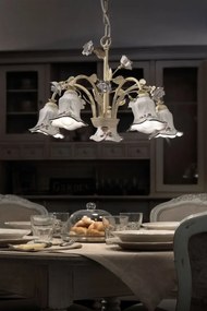 Candelabru 5 brate cu flori ceramice in stilul clasic Florentin PISA