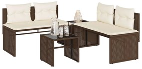 vidaXL Set canapele de grădină, 4 piese, cu perne, maro poliratan maro