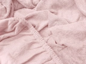 Cearsaf elastic fleece MOLTON roz deschis 180 x 200 cm