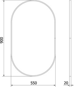 Mexen Loft oglindă de baie ovală 90 x 55 cm, ramă neagră - 9851-090-055-000-70