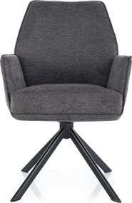 Scaun rotativ HUGO, gri inchis/negru, stofa clasica/metal, 58x46x90 cm