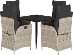 vidaXL Set mobilier de grădină cu perne, 5 piese gri deschis poliratan