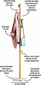 Cuier din metal ,culoare gold-alb,170x32 cm