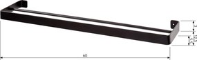 Cuier de perete pentru prosoape HANDY 60x12,5 cm, negru