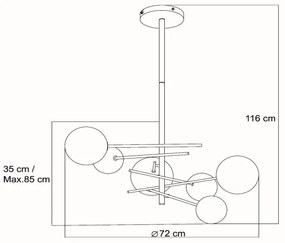 Lustră LED pe tijă Lucide 46417/06/10 ALARA 6xG4/1,5W/230V auriu