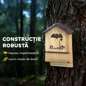 PawHut Set de 3 Căsuțe pentru Lilieci din Lemn de Brad, Adăpost pentru Lilieci pentru Grădină și Exterior, Ușor de Montat, 21.5x11.5x34 cm | Aosom Romania