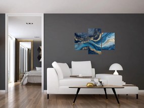 Tablou - Marmură abstractă albastru-aurie (90x60 cm)
