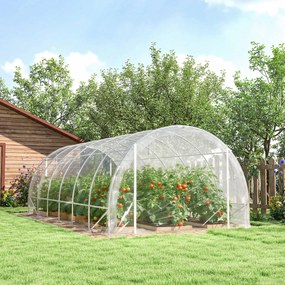 Outsunny Seră de Grădină Tip Tunel 3x6x2 m cu 2 Uși Rulabile, Cadru din Oțel și Acoperire din PE, pentru Legume, Fructe, Flori, Anti-UV, Transparentă | Aosom Romania