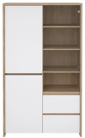 Vitrină albă-în culoare naturală cu aspect de lemn de stejar 100x170x48 cm Next – Tvilum