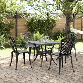 3216350 vidaXL Set mobilier de grădină, 5 piese, negru, aluminiu turnat