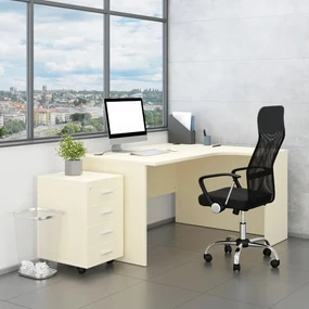 Set mobilier birou SimpleOffice 2, 140 cm, dreapta, mesteacan
