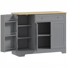 HOMCOM Bufet de bucătărie Dulap de bucătărie cu 3 rafturi pe ușă Sertar Rafturi reglabile pentru dining 105x40x83 cm Gri | Aosom Romania